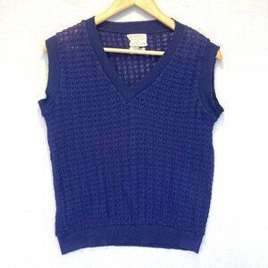 Vintage 1960's Pendleton Open Knit‎ Vest Womens 40 (Large) Blue Crochet 60s RARE